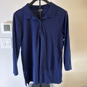 Lands' End Women's Henley Top 3/4 Sleeve Size Large
